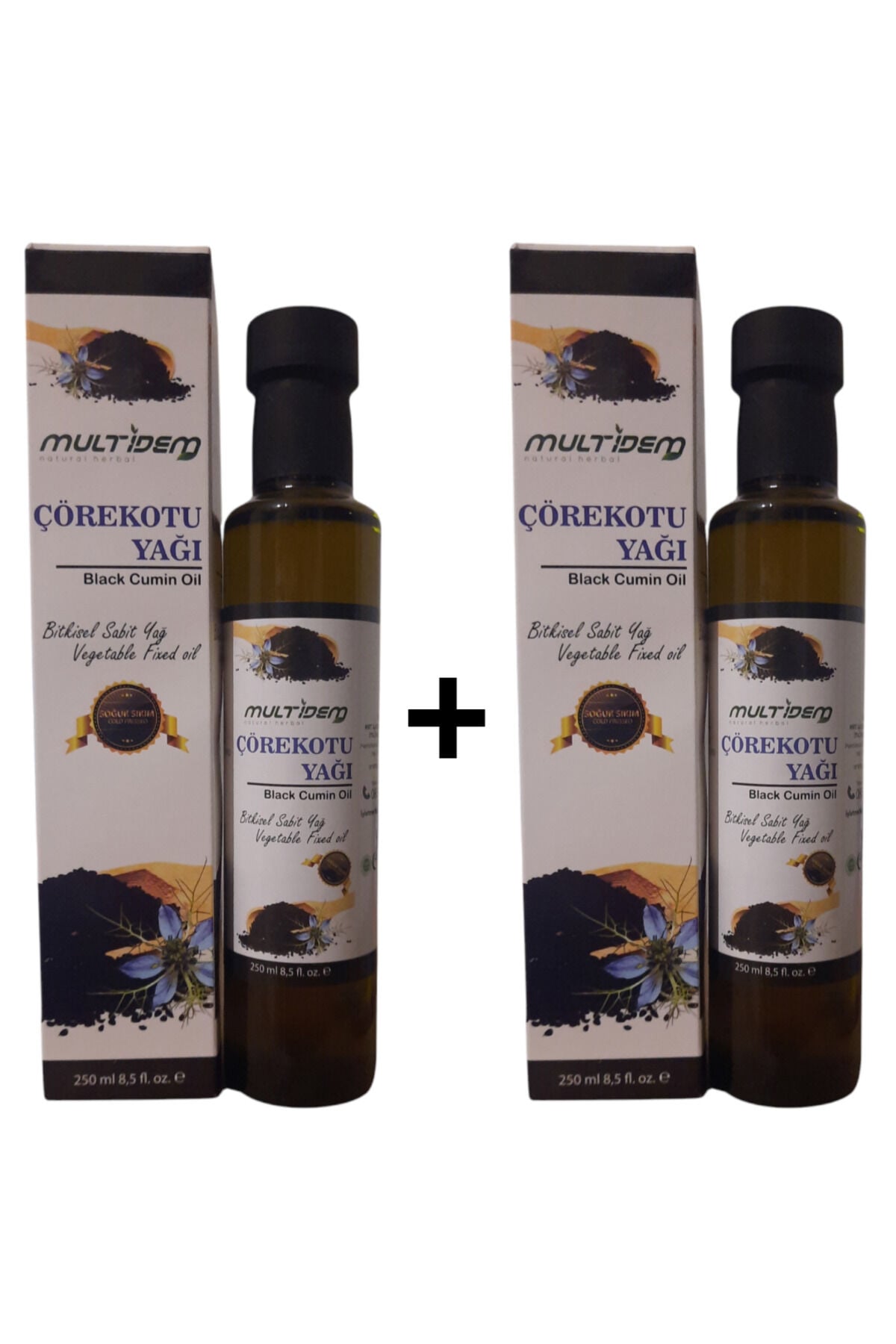 Multidem Çörek Otu Yağı 2 x 250 ml | Soğuk Sıkım, Doğal Bitkisel Yağ Seti