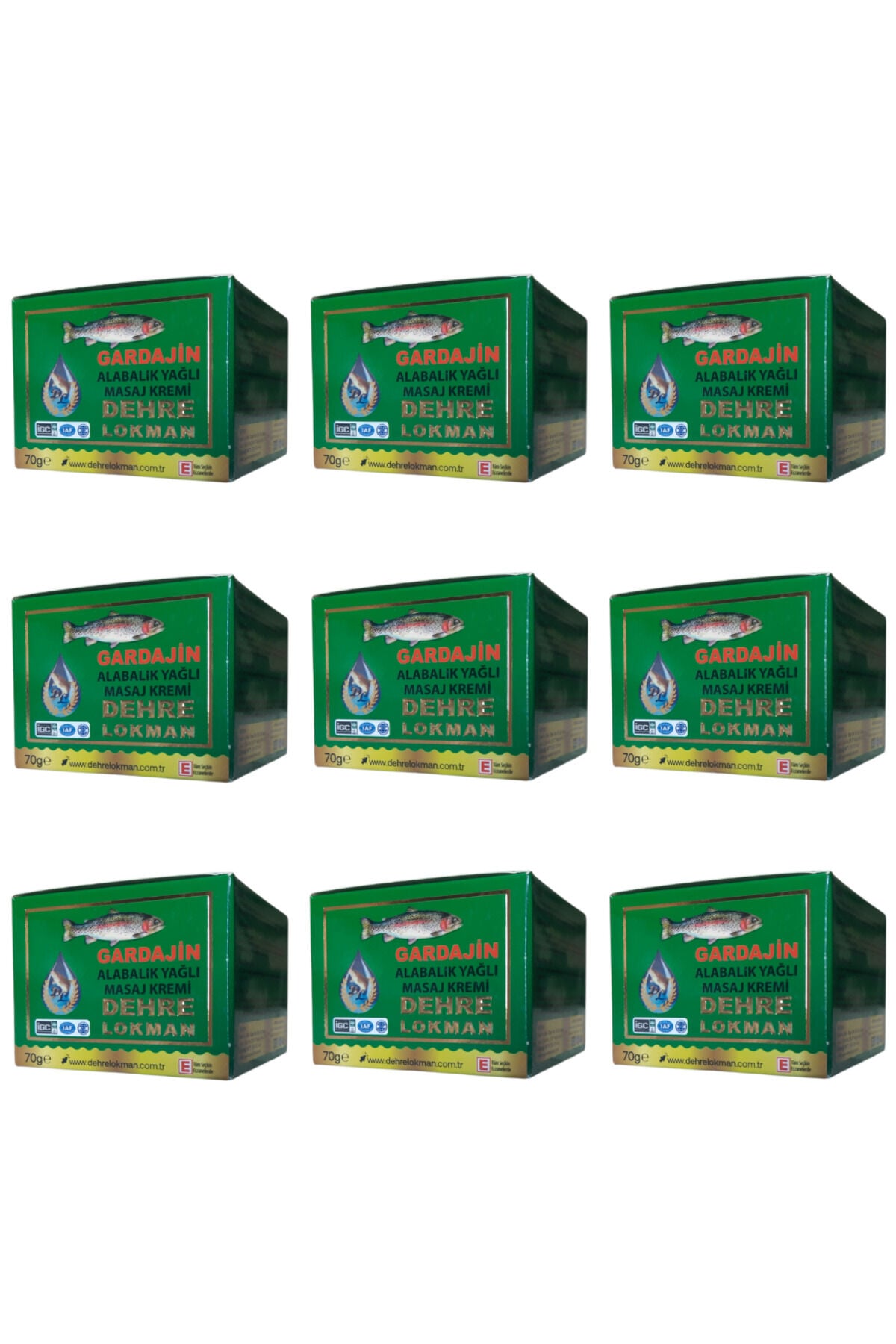Gardajin Alabalık Yağı Vücut Masaj Kremi 9 x 70 gr | Diz, Bel, Sırt, Boyun, Kas ve Eklemler İçin Ekonomik ve Uzun Süreli Kapsamlı Bakım Seti
