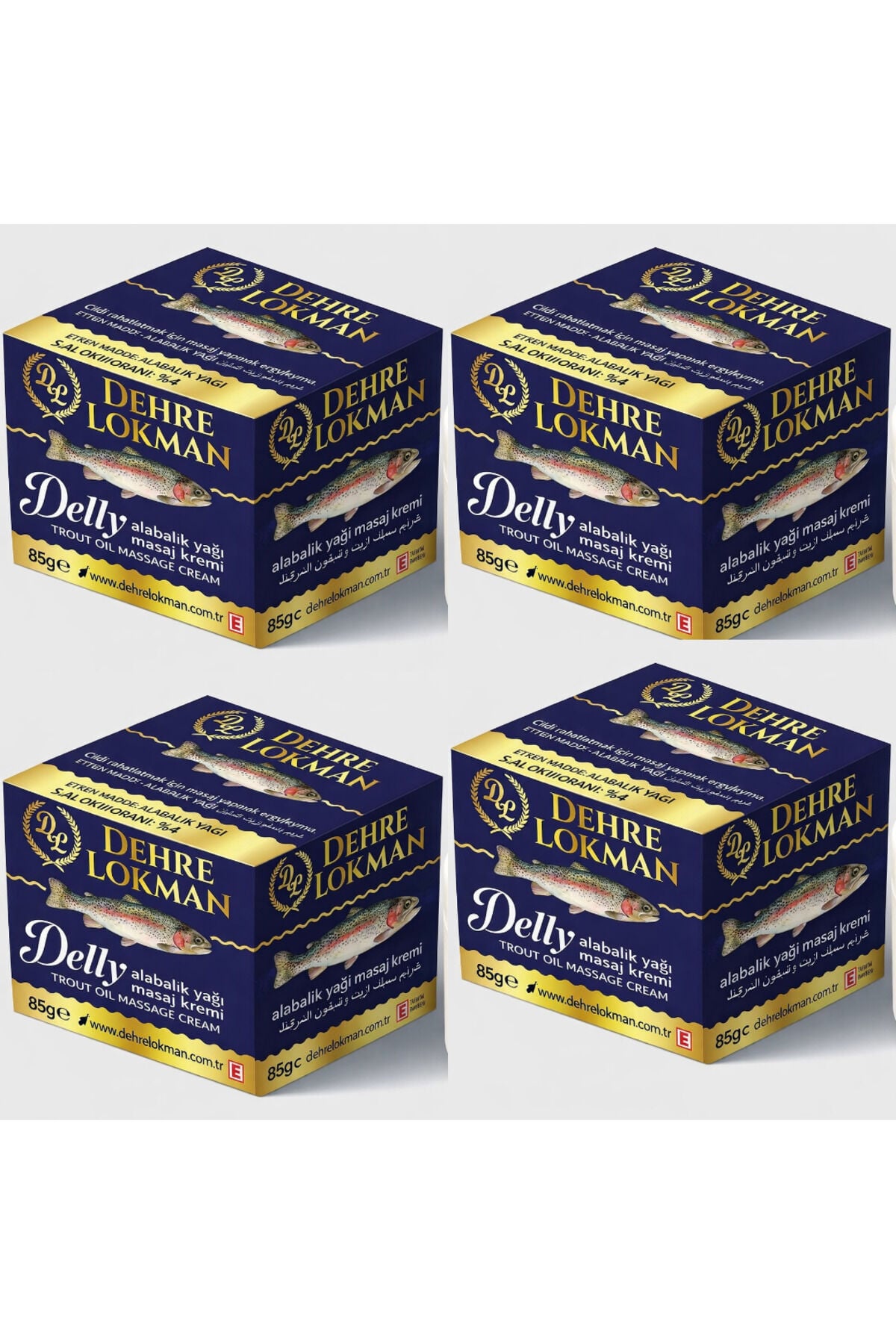 Delly Alabalık Yağı Masaj Kremi 4 x 85 gr | Diz, Bel, Sırt, Boyun ve Eklemler İçin Geliştirilmiş Onarıcı ve Güçlü Bakım Seti