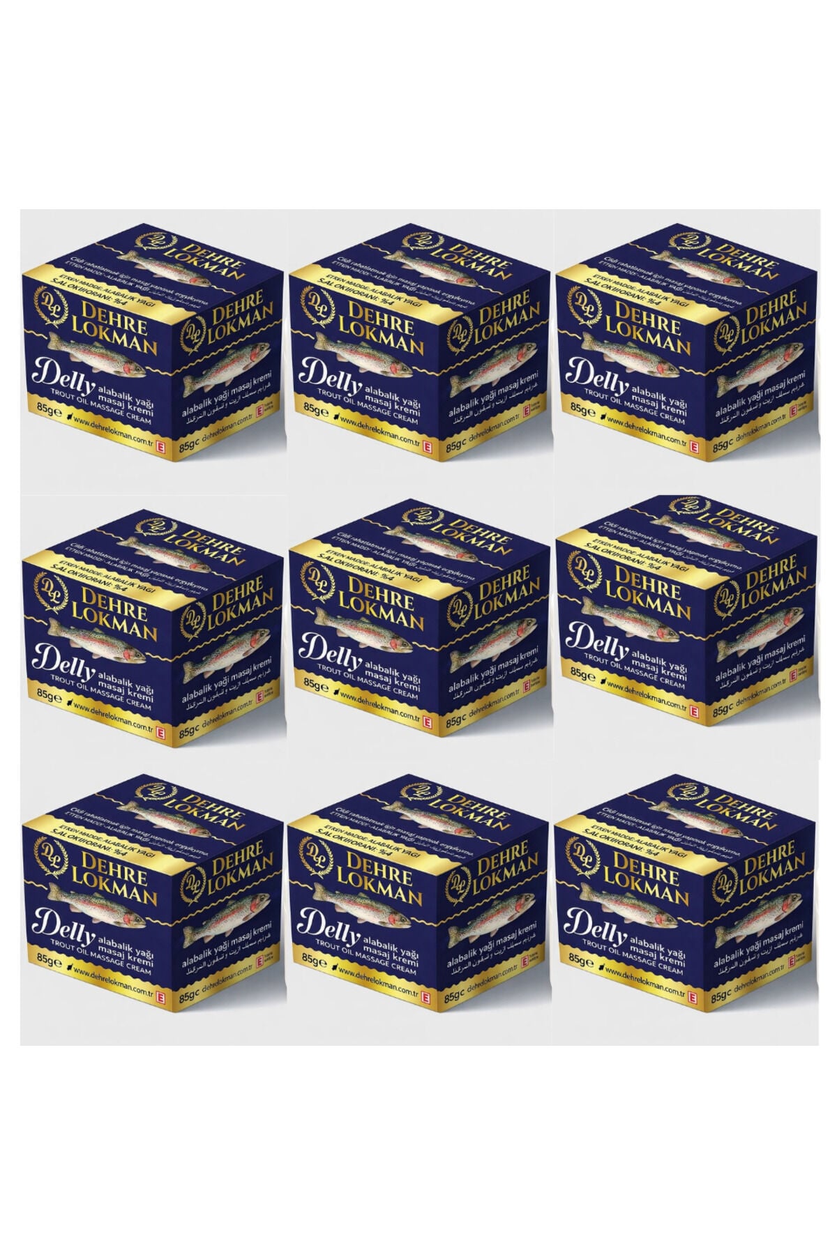 Delly Alabalık Yağı Masaj Kremi 9 x 85 gr | Diz, Bel, Sırt, Boyun ve Eklemler İçin Geliştirilmiş Onarıcı ve Güçlü Bakım Seti
