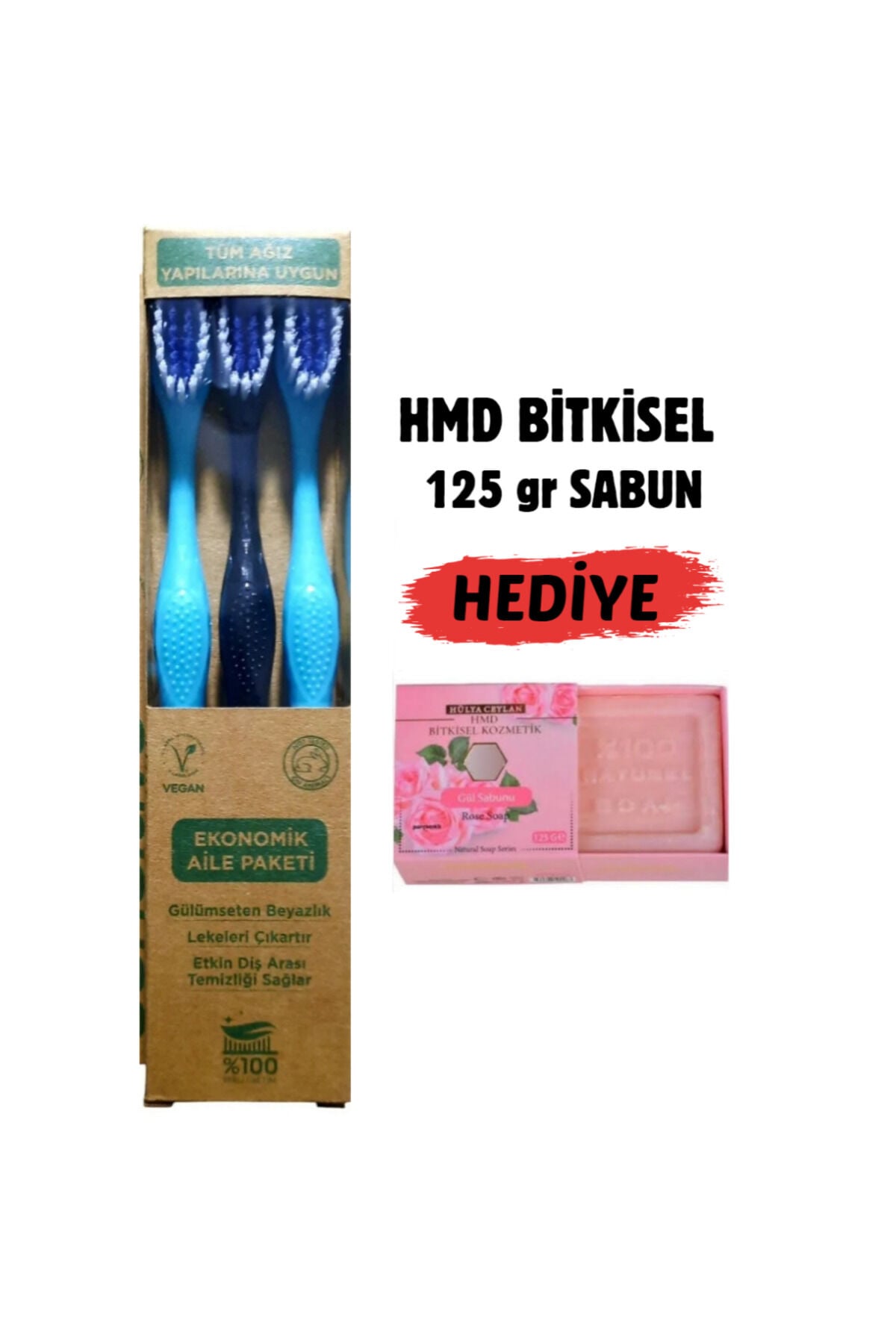 orta sert diş fırçası, 3lü avantaj paketi diş fırçası, hassas diş ve diş eti fırçası, etkili temizlik hijyen seti, herbadent, hmd bitkisel kozmetik